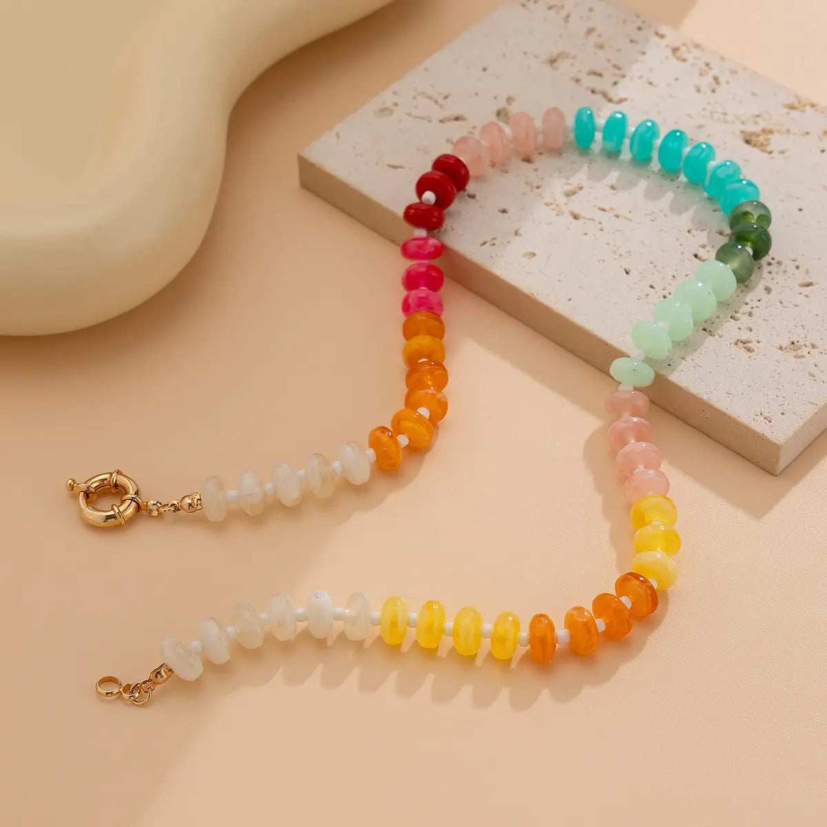 Cool Harmony - Rainbow Bead Necklace